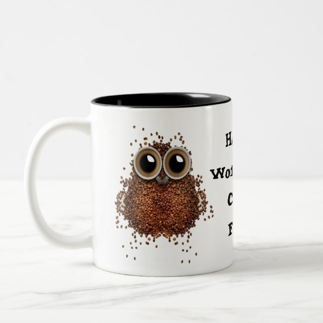 Hootin' Workaholic Coffee Freak Mug owl (Left)