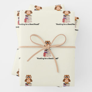 "Hooting for a Good Read!" Book lover Wrapping Paper Sheet
