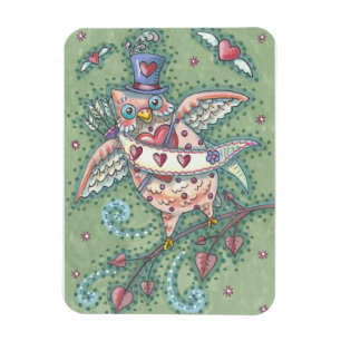 Hoots N' Hearts CUPID OWL VALENTINE MAGNET