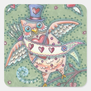 HOOTS N' HEARTS OWL Cupid VALENTINE STICKER Sheet