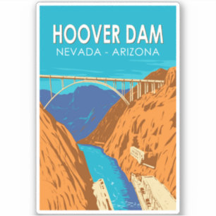 Hoover Dam Arizona Nevada Illustration Travel Art