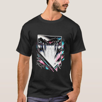 Hoover Dam Nevada Aesthetic 80s Art Vivid Blue  T-Shirt