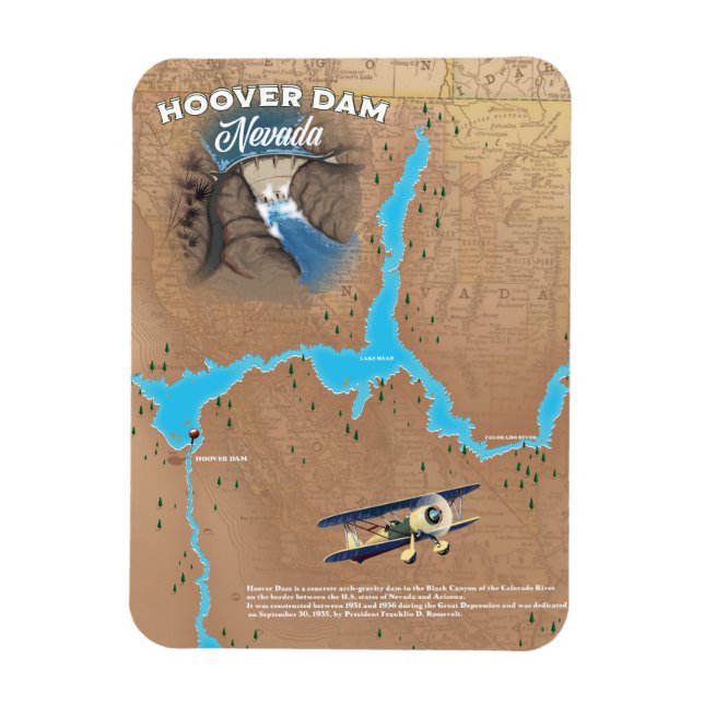 Hoover Dam Nevada map Magnet (Vertical)