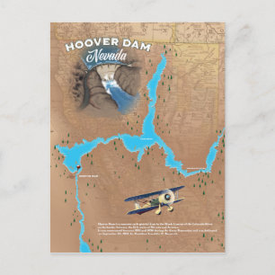 Hoover Dam Nevada map Postcard
