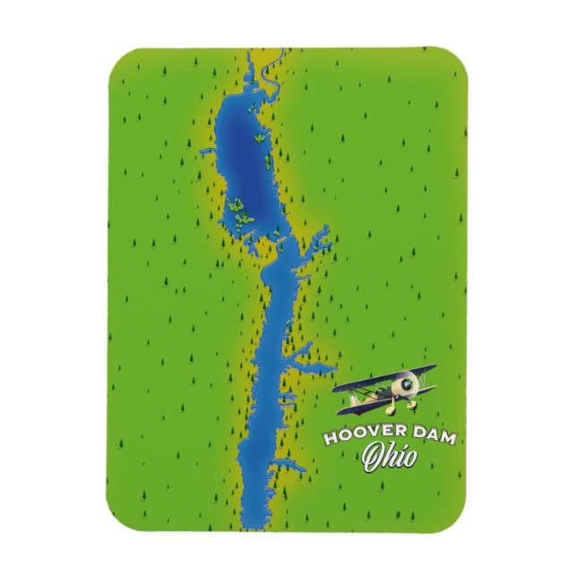 Hoover Dam Ohio Cartographic Map Magnet (Vertical)