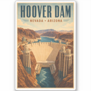 Hoover Dam Power Plant Illustration Travel Art