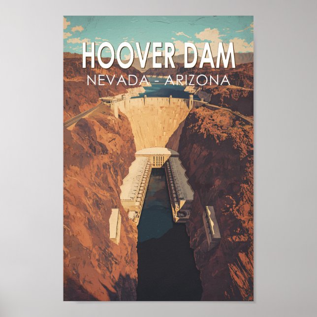 Hoover Dam Travel Art Vintage Poster (Front)