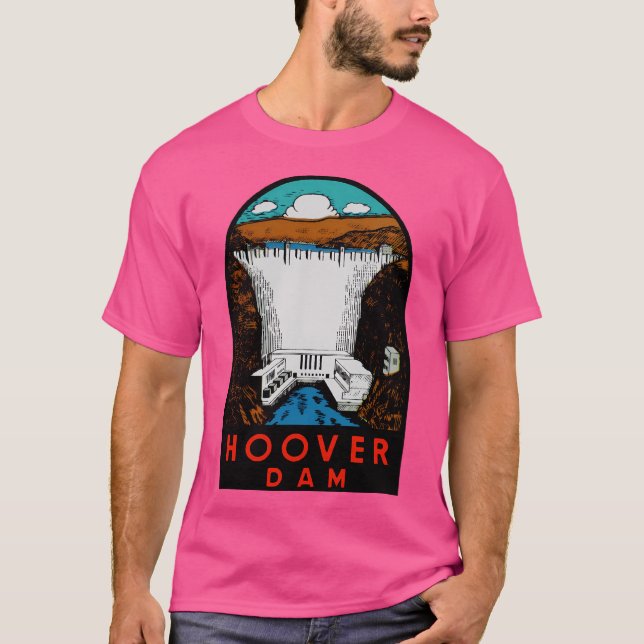Hoover Dam Vintage Travel Decal T-Shirt (Front)