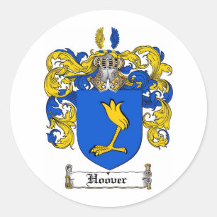 HOOVER FAMILY CREST -  HOOVER COAT OF ARMS CLASSIC ROUND STICKER