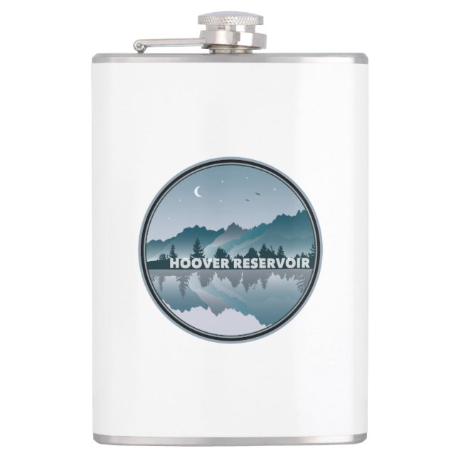 Hoover Reservoir Ohio Reflection Hip Flask (Front)