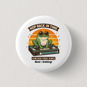Hop Back in Time Vintage Frog Retro Illustration 3 Cm Round Badge