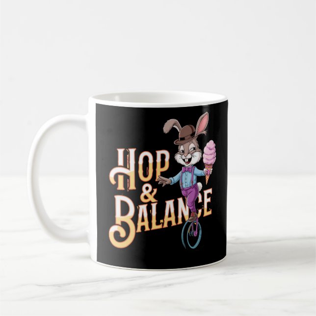 Hop & Balance – Unicycle Bunny Circus Act Coffee Mug (Left)