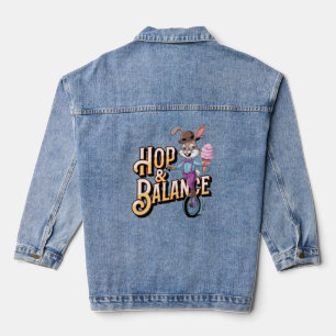 Hop & Balance – Unicycle Bunny Circus Act Denim Jacket