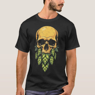 Hop Bearded Skull Brewer Funny Craft Beer Drinking T-Shirt