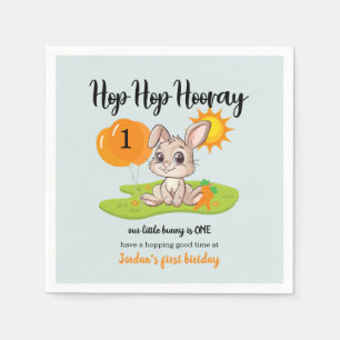 Hop Hop Hooray Cute Some Bunny 1st birthday Napkin