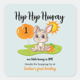 Hop Hop Hooray Cute Some Bunny 1st birthday Square Sticker