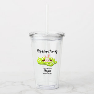 Hop Hop Hooray Some Bunny Rabbit Hole 1st Birthday Acrylic Tumbler