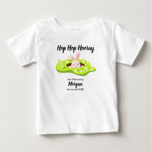 Hop Hop Hooray Some Bunny Rabbit Hole 1st Birthday Baby T-Shirt
