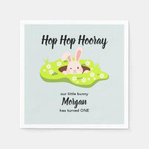 Hop Hop Hooray Some Bunny Rabbit Hole 1st Birthday Napkin