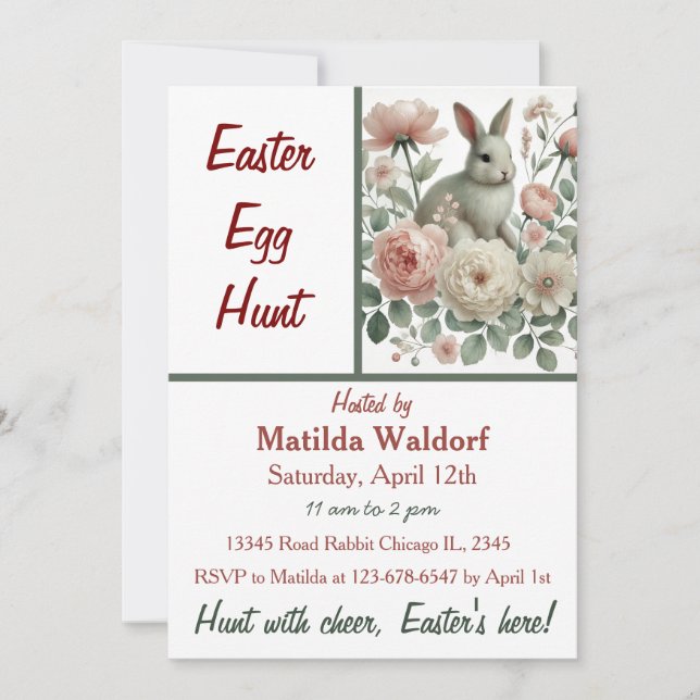 Hop & Hunt: Easter Egg Hunt Invitation (Front)
