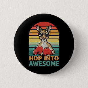 Hop Into Awesome Boxing Retro Shades Punch Attack  6 Cm Round Badge