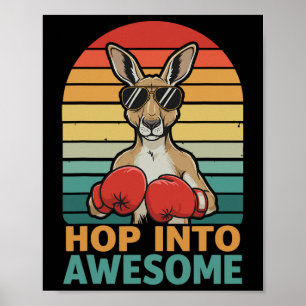 Hop Into Awesome Boxing Retro Shades Punch Attack Poster