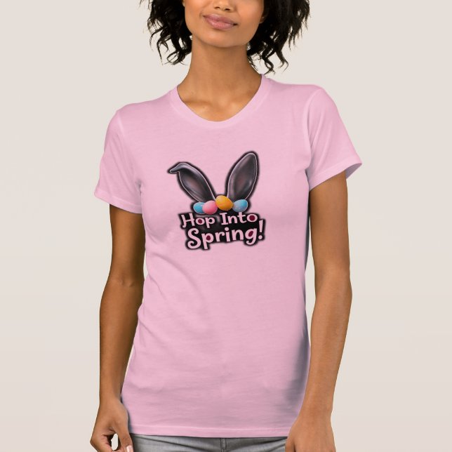 Hop Into Spring Bunny Ears Easter  T-Shirt (Front)