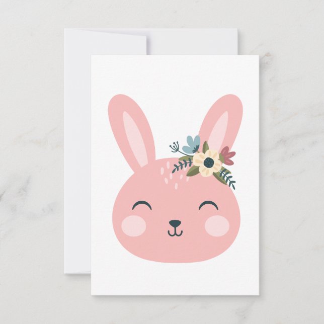 Hop into Spring with Our Easter Bunny Girl Design  Card (Front)