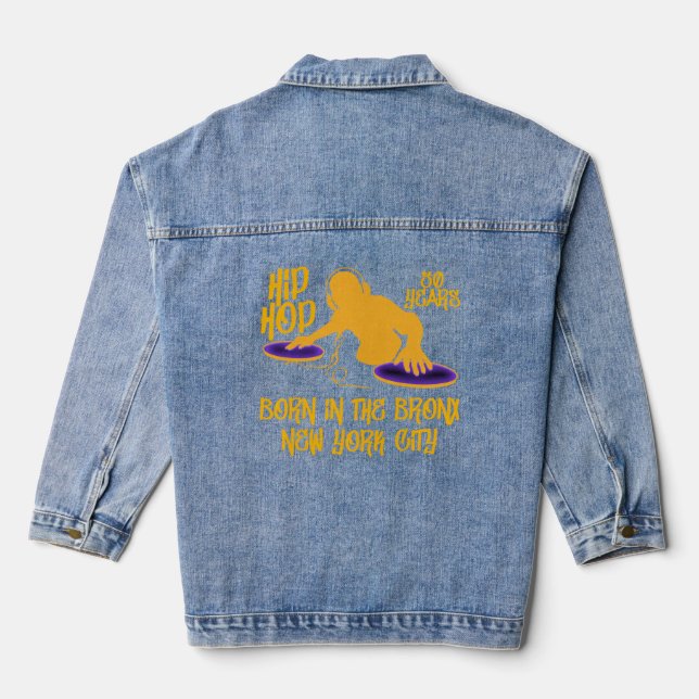 Hop Music 50th Anniversary Black History Dj Dance  Denim Jacket (Back)