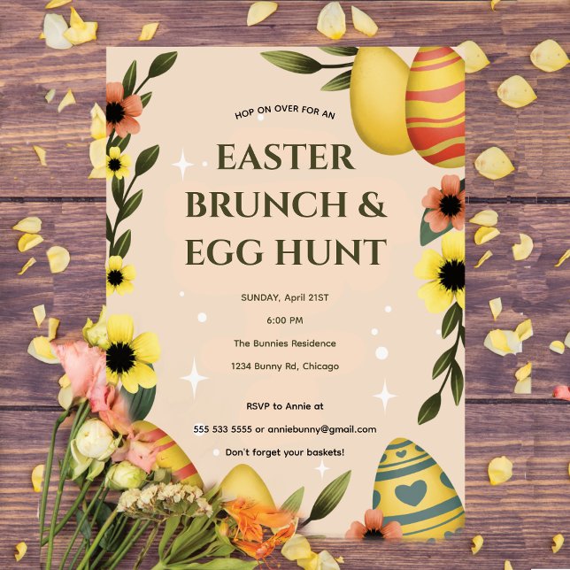 Hop on Over Easter Brunch Egg Hunt Bunny Cute Invitation (Creator Uploaded)