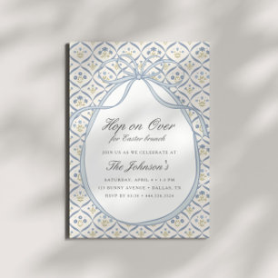Hop on Over Easter Brunch Egg Hunt Spring Invitation