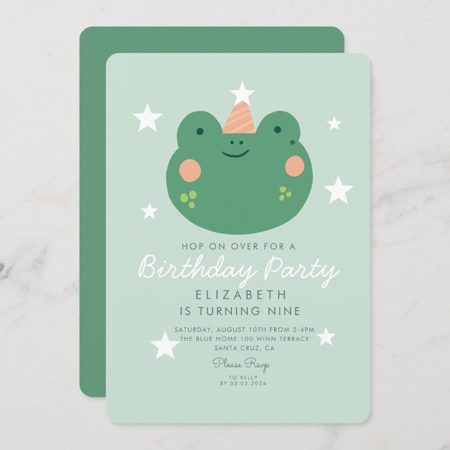 Hop on Over Frog Birthday Invitation (Creator Uploaded)