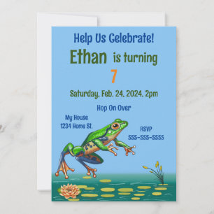 Hop On Over Frog Birthday Invitation