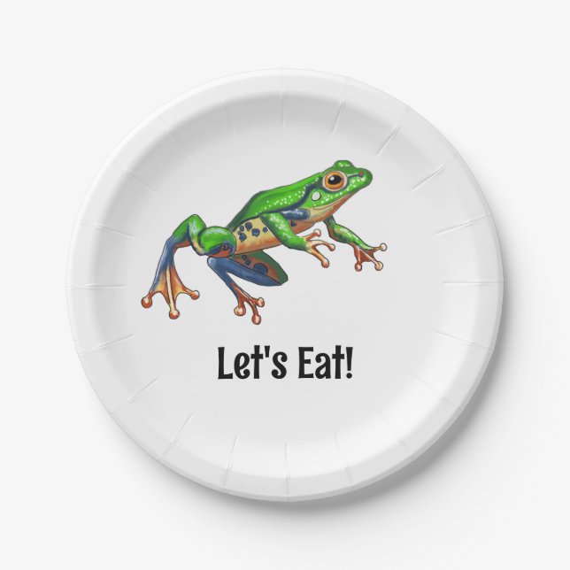 Hop On Over Frog Birthday Paper Plate (Front)