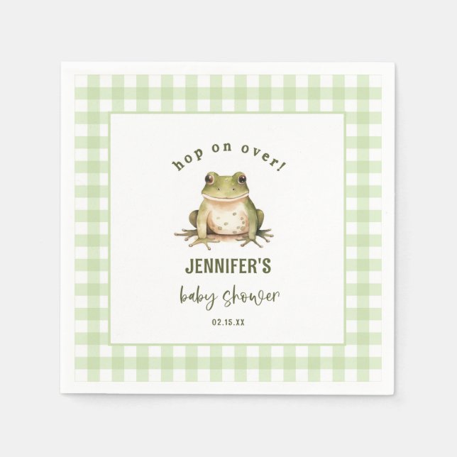 Hop On Over Frog Theme Baby Shower Napkin (Front)