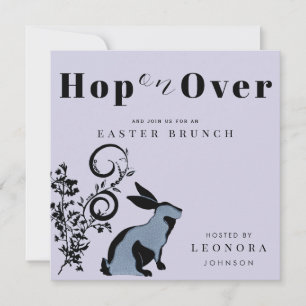 Hop On Over Modern Bunny Easter Brunch Invitation
