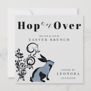 Hop On Over Modern Bunny Easter Brunch Invitation