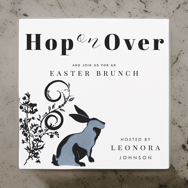 Hop On Over Modern Bunny Easter Brunch Invitation (Creator Uploaded)