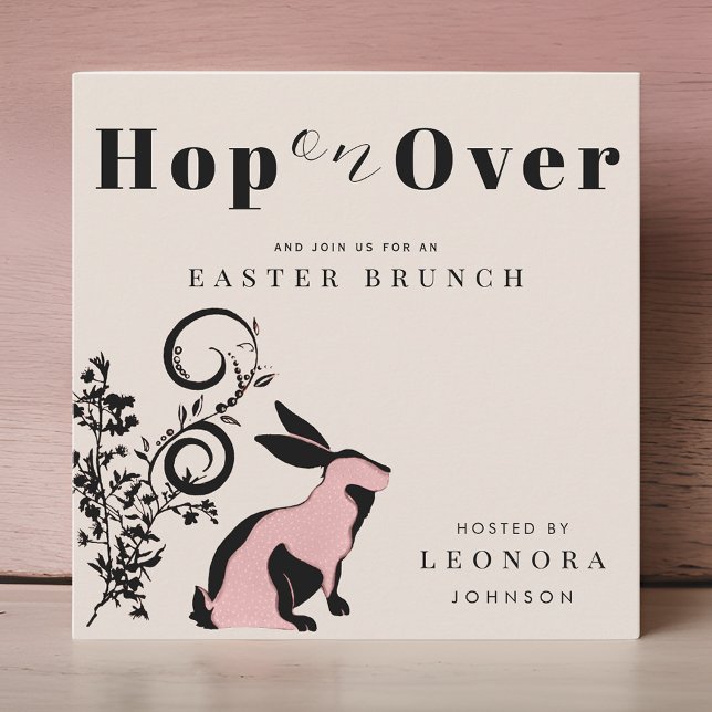 Hop On Over Modern Bunny Easter Brunch Invitation (Creator Uploaded)