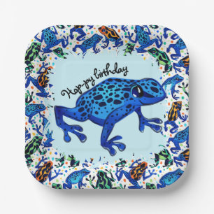 Hop-py Birthday Rainforest Frogs Square Plates