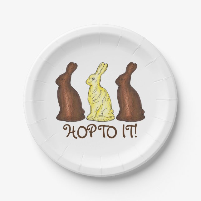 Hop To It Chocolate Easter Bunny Rabbit Candy Paper Plate (Front)