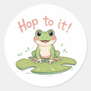 Hop to It! Cute Frog Lily Pad Sticker
