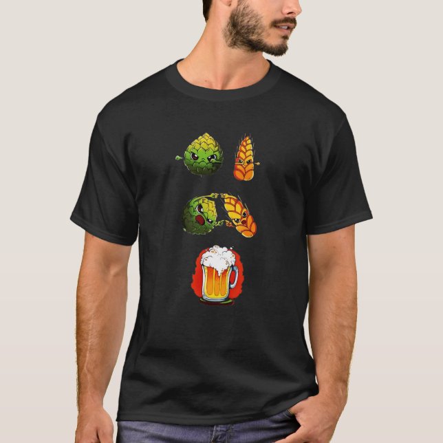 hop, wheat, beer. dbz satira fusion T-Shirt (Front)