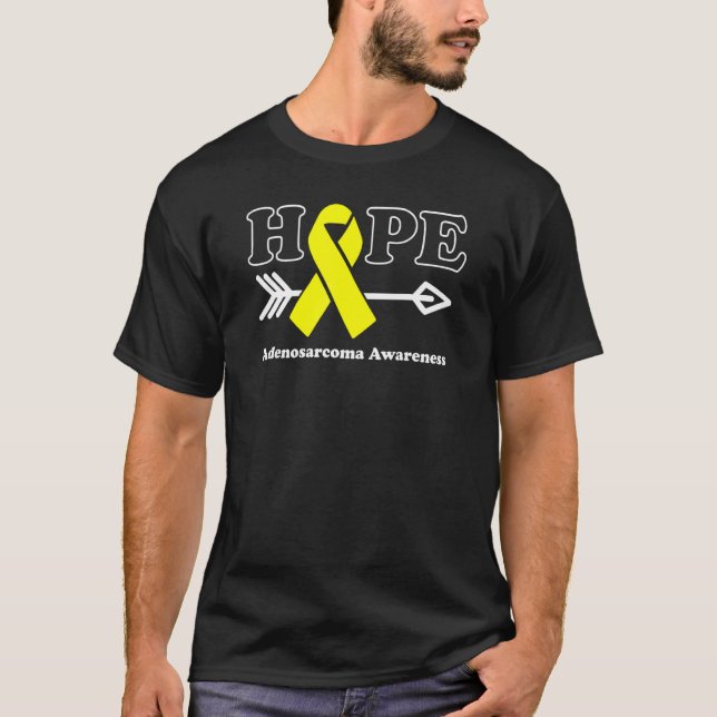 Hope  Adenosarcoma Awareness Yellow Ribbon T-Shirt (Front)