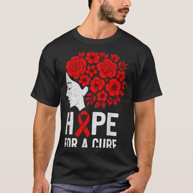 Hope Aids Butterfly Red Ribbon Hiv Aids Awareness  T-Shirt (Front)