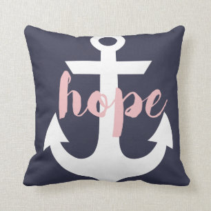 Hope Anchor Pillow - Navy