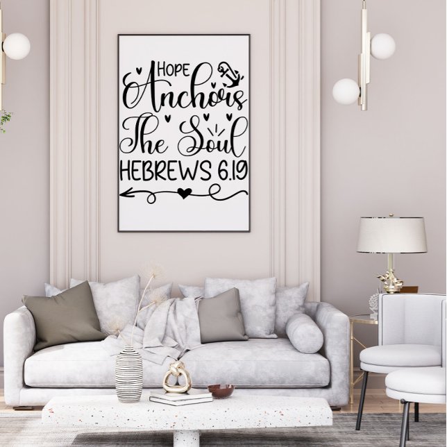 Hope Anchors The Soul Black White Christian Art Poster (Creator Uploaded)