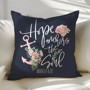 Hope Anchors The Soul Floral Religious Cushion