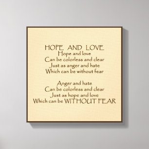 Hope And Love Poem Wrapped Canvas