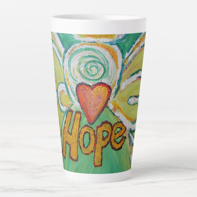 Hope Angel Word Art Custom Latte Mug Cup (Front)
